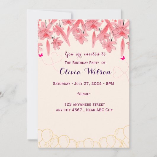 Invitation d'anniversaire (Devant)