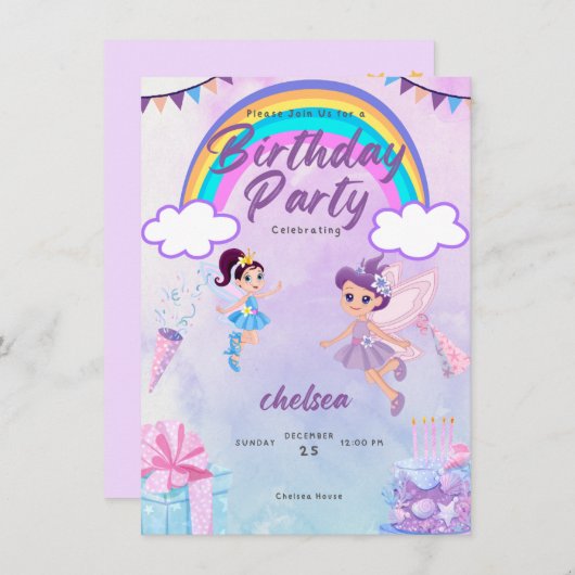 invitation d'anniversaire (Devant / Derrière)