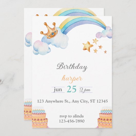 invitation d'anniversaire (Devant / Derrière)