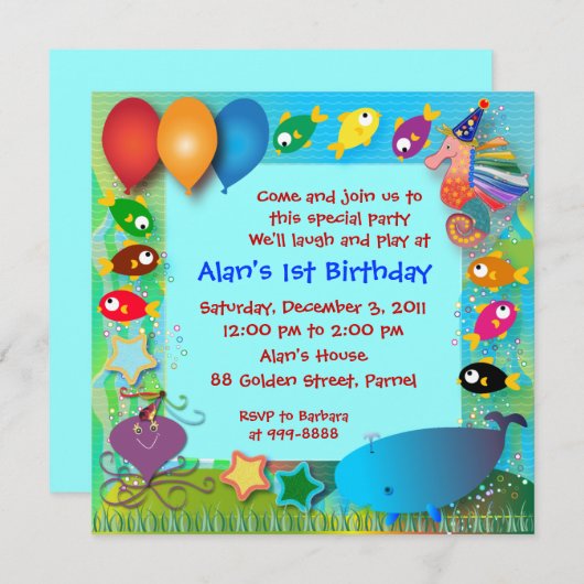 Invitation d'anniversaire : 002 (Devant / Derrière)