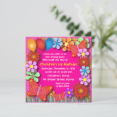 Invitation d'anniversaire : 003 Papillons et fleur (Debout devant)