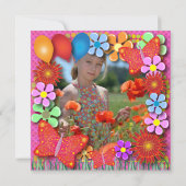 Invitation d'anniversaire : 003C Papillons et fleu (Dos)