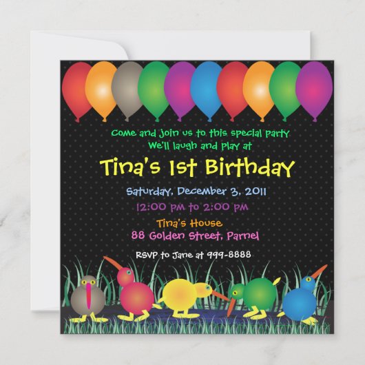 Invitation d'anniversaire : 010 Kiwi (Devant)