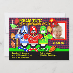 Invitation d'anniversaire 028B :T-shirts de Footba