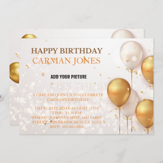 INVITATION D'ANNIVERSAIRE 1 (Devant / Derrière)