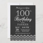 Invitation d'anniversaire 100 ans avec paillettes (Devant)