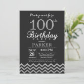 Invitation d'anniversaire 100 ans avec paillettes (Debout devant)