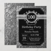 Invitation d'anniversaire 100 ans avec paillettes  (Devant / Derrière)