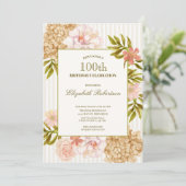 Invitation d'anniversaire 100 ans Fleurs d'Automne (Debout devant)