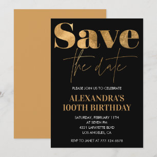 Invitation d'anniversaire 100 ans Noir à retenir d