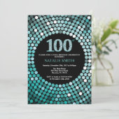 Invitation d'anniversaire 100 ans Noir et Paillett (Debout devant)