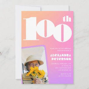 Invitation d'anniversaire 100 ans rose pour sa pho