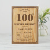 Invitation d'anniversaire 100 ans Rustic Surprise  (Debout devant)