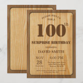 Invitation d'anniversaire 100 ans Rustic Surprise  (Devant / Derrière)