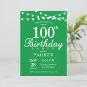 Invitation d'anniversaire 100 ans Vert (Debout devant)
