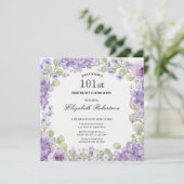 Invitation d'anniversaire 101 ans Élégante Fleur V (Debout devant)