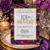 Invitation d'anniversaire 101 ans moderne violet o