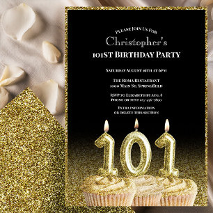 Invitation d'anniversaire 101 ans pour lui noir et