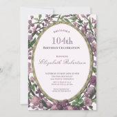 Invitation d'anniversaire 104 ans pour femme avec (Devant)