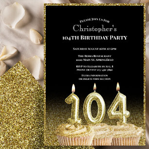 Invitation d'anniversaire 104 ans pour lui noir et