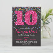 Invitation d'anniversaire 10 ans confettis (Debout devant)