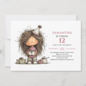 Invitation d'anniversaire 10 ans fille mignonne fa (Devant)