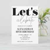 Invitation d'anniversaire 10 ans noir et blanc Mod (Debout devant)