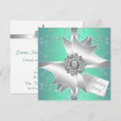 Invitation d'anniversaire 10 ans Teal Blue Pink (Devant / Derrière)