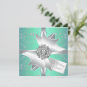 Invitation d'anniversaire 10 ans Teal Blue Pink (Debout devant)