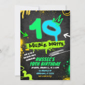 Invitation d'anniversaire 10 chiffres double néon (Devant)