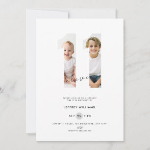 Invitation d'anniversaire 11 ans avec photo pour g