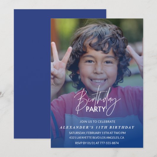 Invitation d'anniversaire 11 ans Fête d'anniversai (Devant / Derrière)