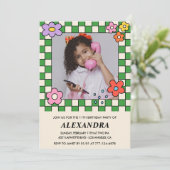 Invitation d'anniversaire 11 ans Fille Fleurs Rétr (Debout devant)