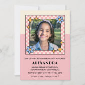 Invitation d'anniversaire 11 ans Fleurs roses rétr (Devant)
