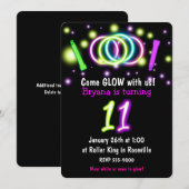 Invitation d'anniversaire 11 ans GLOW Lights Age 1 (Devant / Derrière)