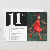 Invitation d'anniversaire 11 ans noir Chic Filles  (Devant)