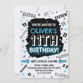 Invitation d'anniversaire 11 ans pour garçon Doodl (Devant)