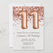 Invitation d'anniversaire 11 ans Rose Gold (Devant)