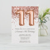 Invitation d'anniversaire 11 ans Rose Gold (Debout devant)