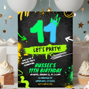 Invitation d'anniversaire 11 Neon Graffiti