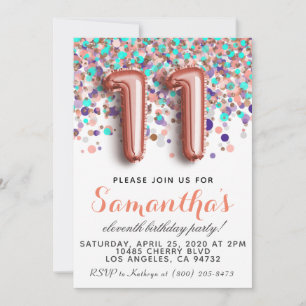 Invitation d'anniversaire 11ème Rose Gold