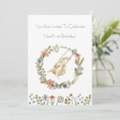Invitation d'anniversaire (12,7 x 17,8 cm) - Lapin (Debout devant)