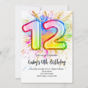 Invitation d'anniversaire 12 ans Arc-en-Ciel