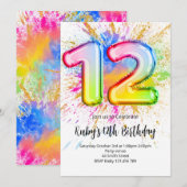 Invitation d'anniversaire 12 ans Arc-en-Ciel (Devant / Derrière)