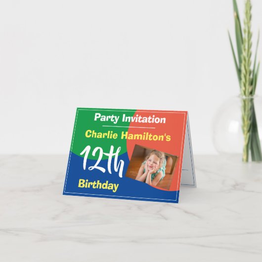 Invitation d'anniversaire 12 ans avec photo (Devant)
