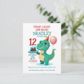 Invitation d'anniversaire 12 ans Dinosaure T Rex (Debout devant)