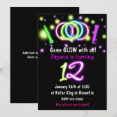 Invitation d'anniversaire 12 ans GLOW Lights (Devant / Derrière)