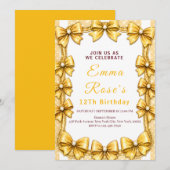 Invitation d'anniversaire 12 ans Golden Bow (Devant / Derrière)