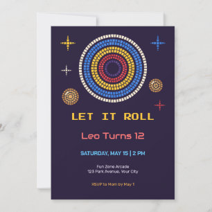 Invitation d'anniversaire 12 ans Mosaic Arcade Bal