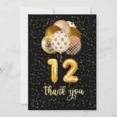 Invitation d'anniversaire 12 ans noir or (Dos)